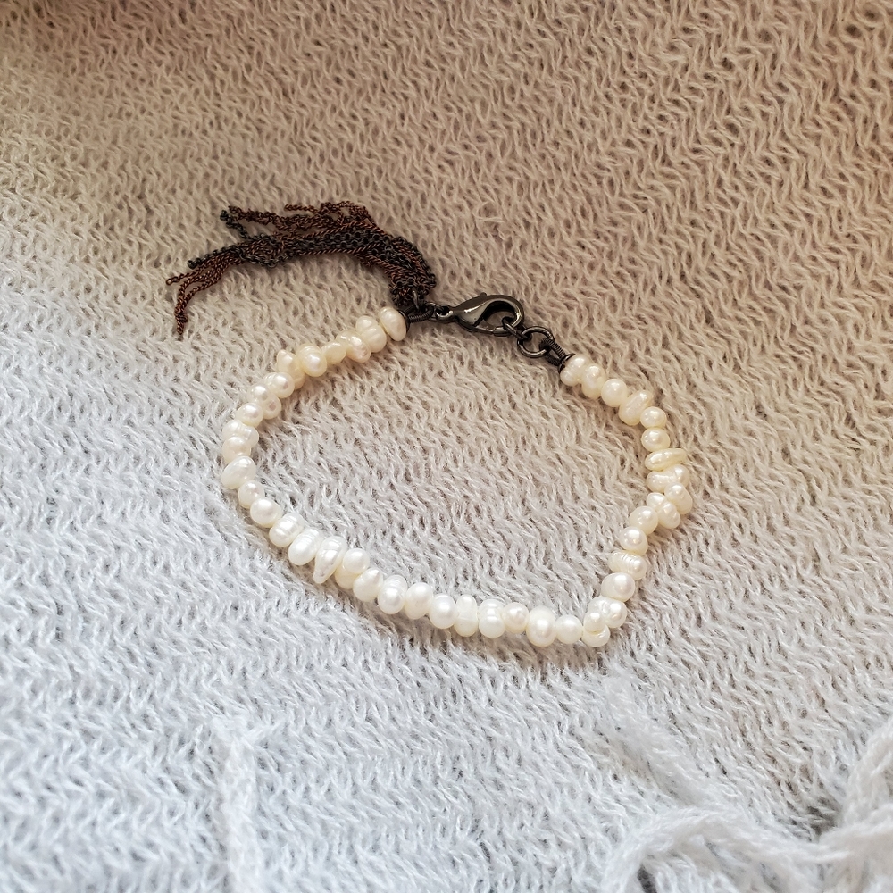 Freshwater Pearl Bracelet with Chain Fringe